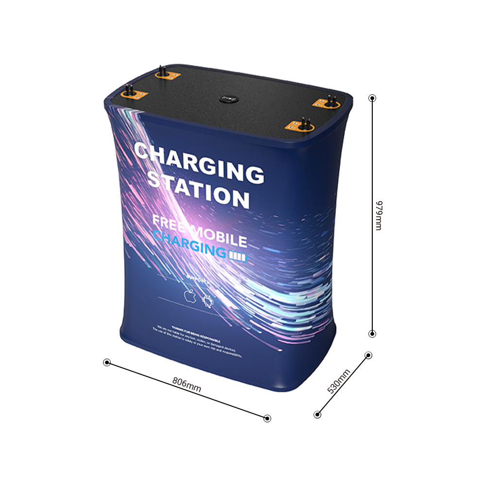 Custom Square Trade Show Portable Charging Table & Counter With Wireless Charger 10w
