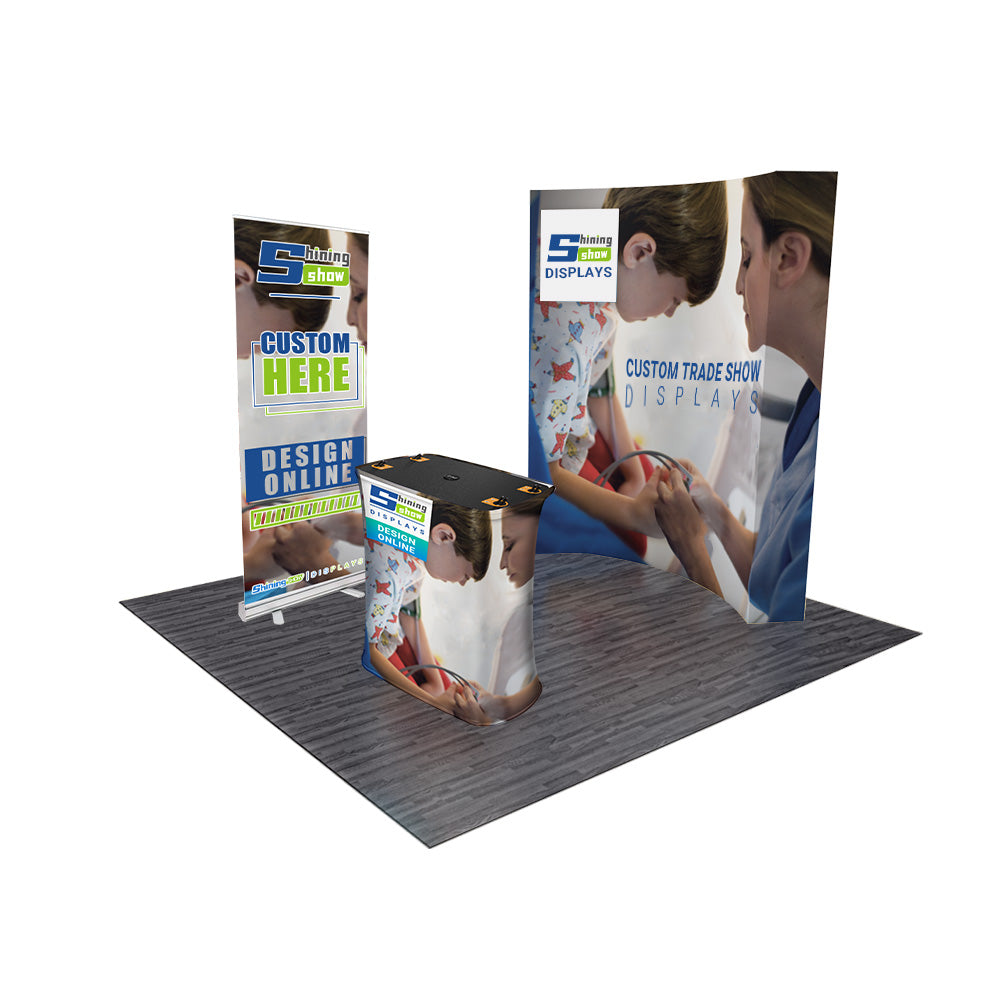 Trade Show Curve Pop Up Banner Backdrop Kit SPB6 With Custom Graphics Shiningshow