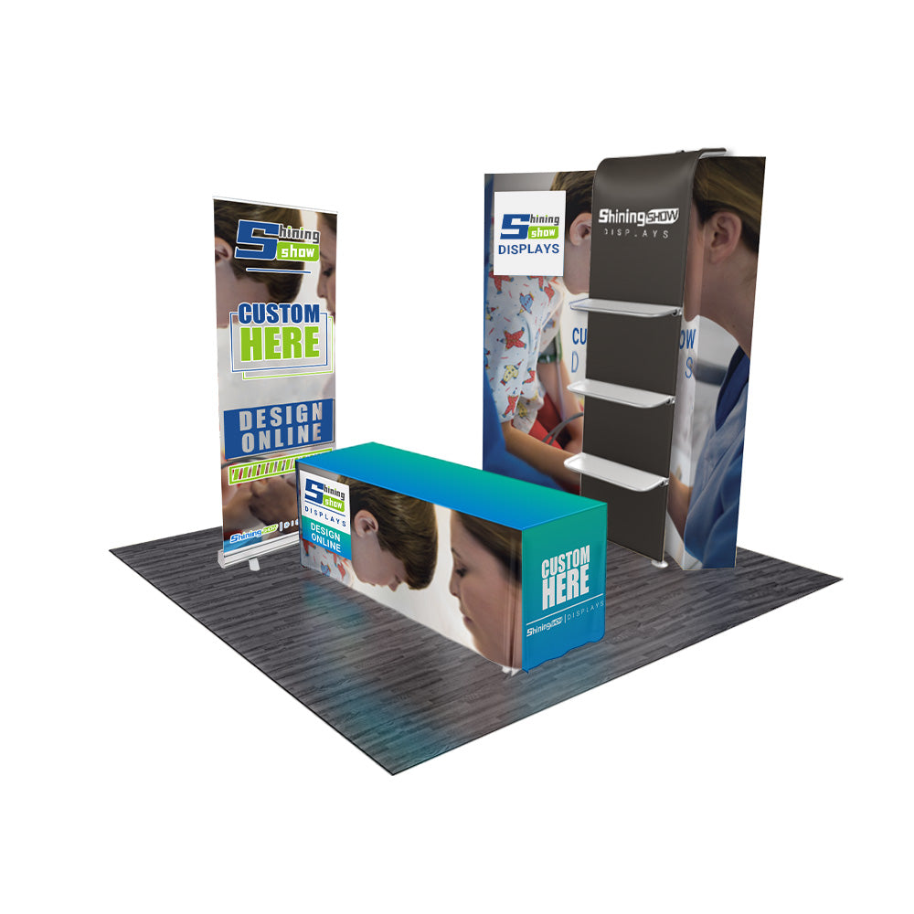 Trade Show Curve Pop Up Banner Backdrop Kit STBM6 With Custom Graphics Shiningshow