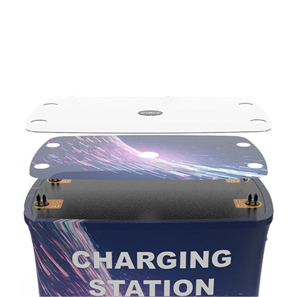 Custom Square Trade Show Portable Charging Table & Counter With Wireless Charger 10w