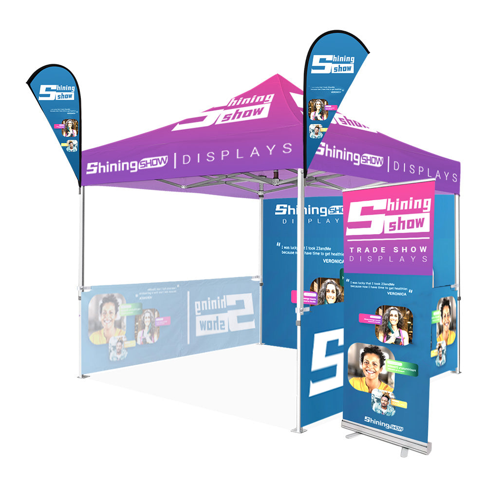 Custom Pop Up Canopy Package: Canopies, Walls, Flags & Banner | ShiningShow