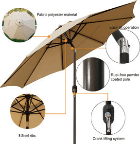Heavy Duty Steel Crank Patio Umbrella - Bali