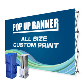 Trade Show Pop Up Banner Backdrop Kit ST1 With Table Cover & Custom Graphics Shiningshow