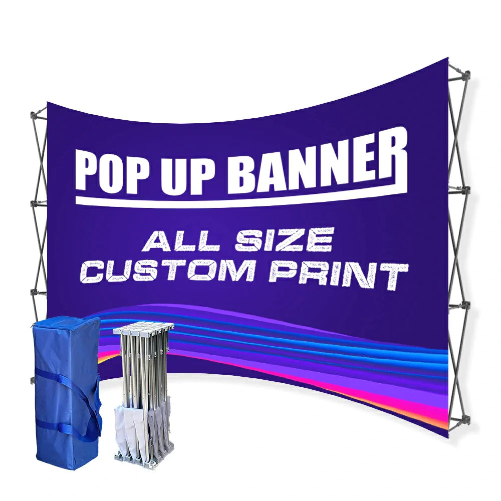 Trade Show Pop Up Curve Pillow Case Backdrop Kit ST2 With table Cover & Custom Graphics Shiningshow