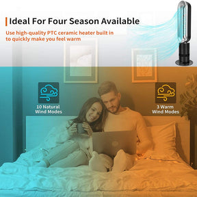 ShiningShow-32-inch-Space-Heater-Bladeless-Tower-Fan,-Heater-&-Fan-Combo,-9H-Timer-10-Speeds-with-Remote-Control,-Home-Air-Conditioner