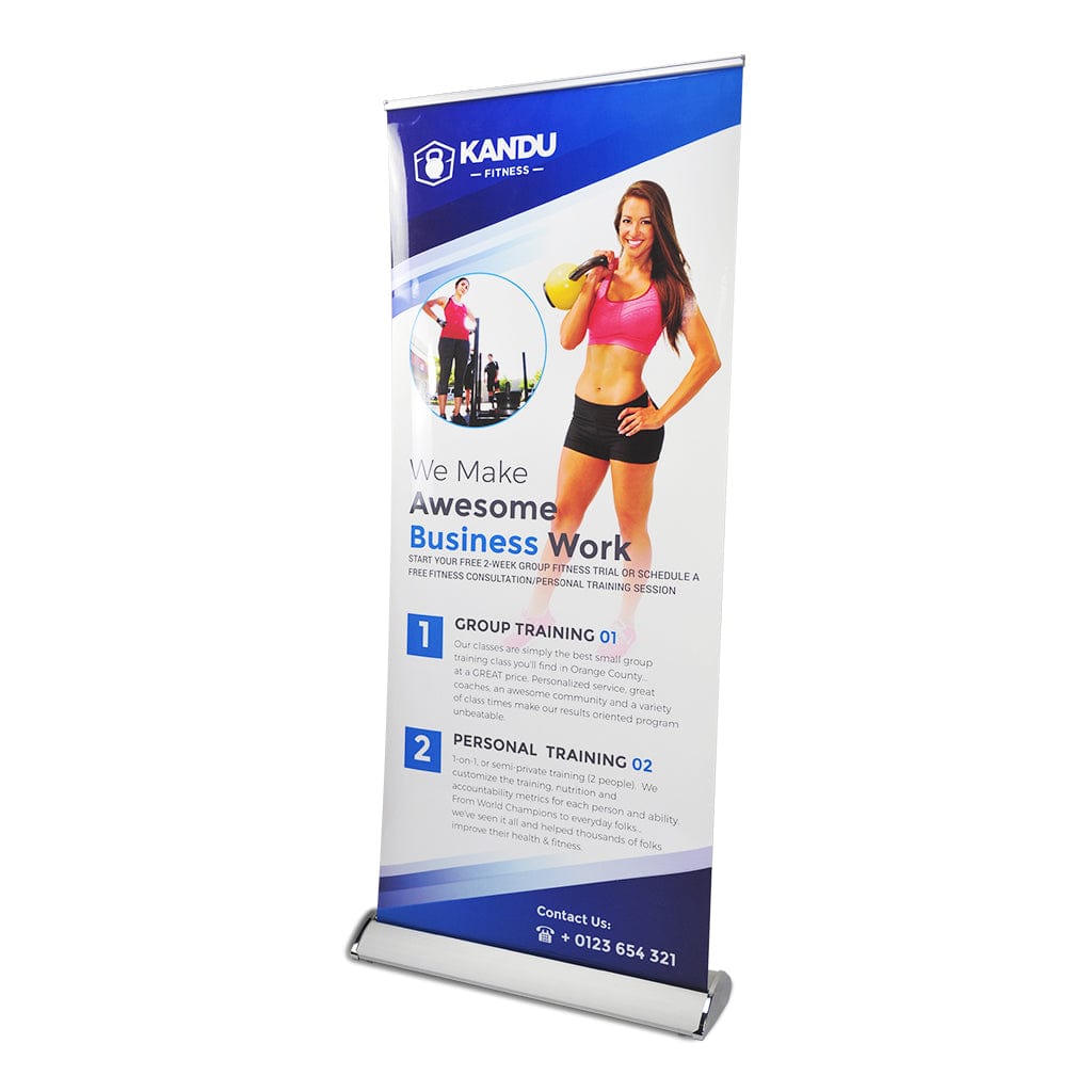 ShiningShow Retractable Banner Stand | Custom Printed Graphic - Silver