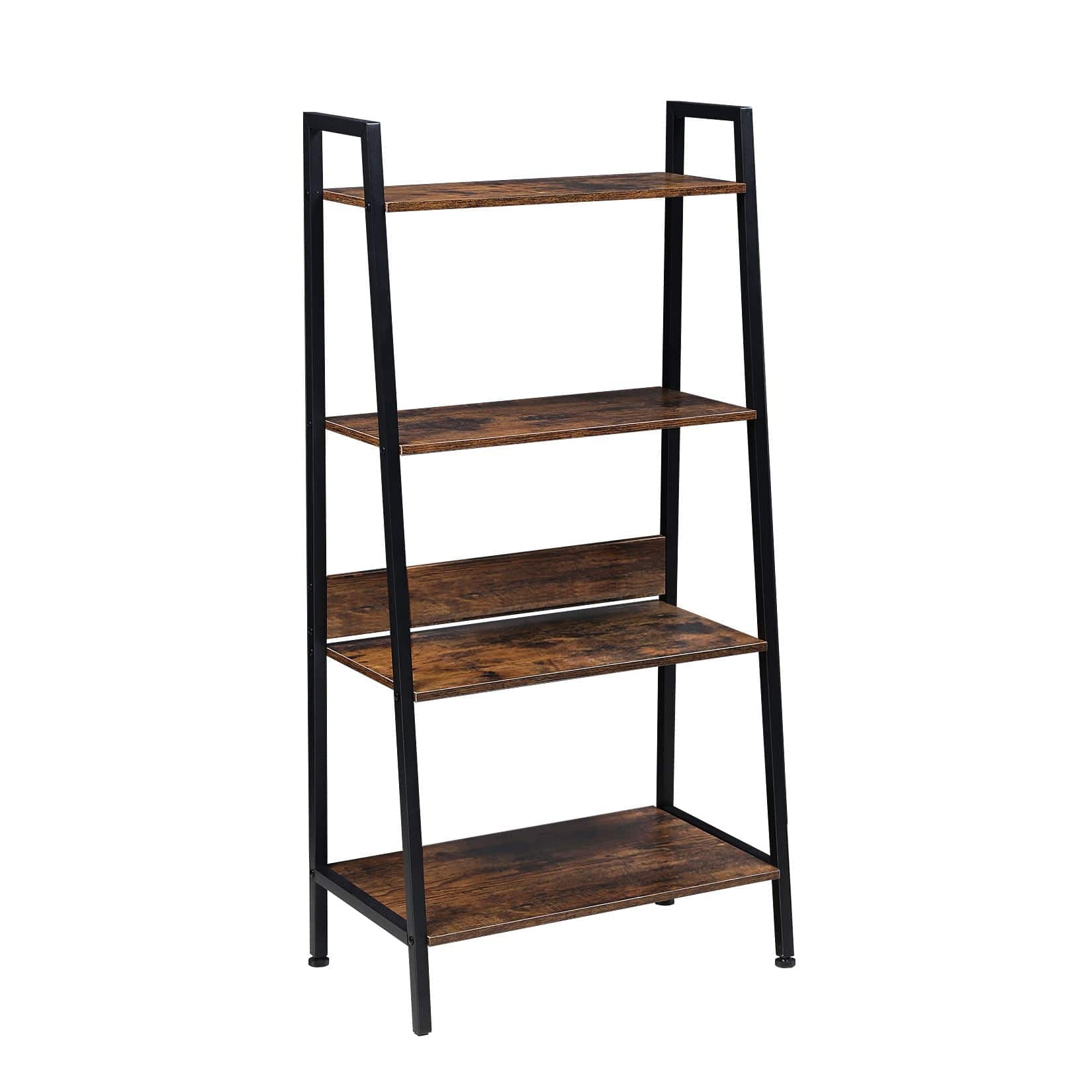 ShiningShow-4-Tier-Ladder-Bookshelf-Organizer-Exhibition-Brown-Ladder-Shelf-for-Home-Office-Tradeshow-Wood-Board_Metal-Frame.