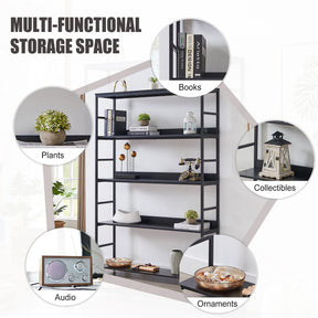 ShiningShow-5-Tier-Home-Office-Bookcase-Open-BookshelfStorage-Large-5-shelf-Bookshelf-Exhibition-Furniture-with-Metal-Frame-Black