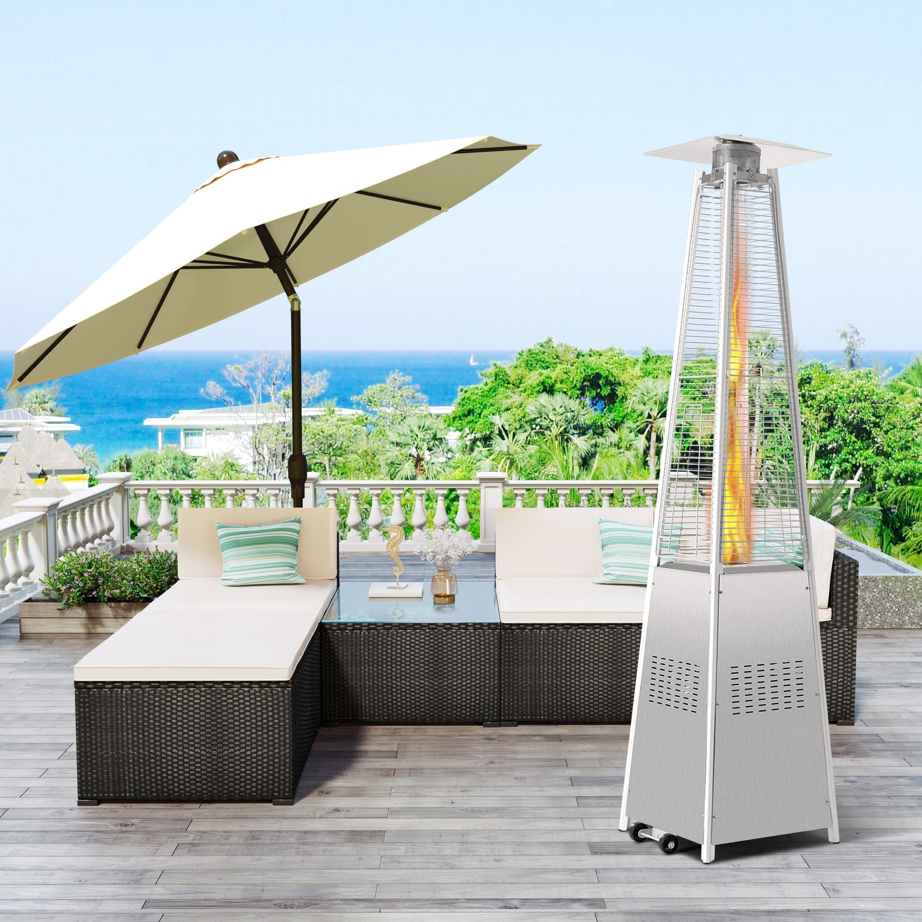 ShiningShow-Stainless-Steel-Pyramid-Outdoor-Heater-with-Long-Strips-of-Flame-Aluminum-Top-Reflector-Shield-Heating-Up-to-115-Square-Feet
