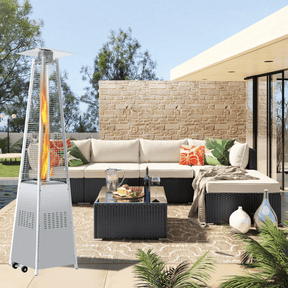ShiningShow-Stainless-Steel-Pyramid-Outdoor-Heater-with-Long-Strips-of-Flame-Aluminum-Top-Reflector-Shield-Heating-Up-to-115-Square-Feet